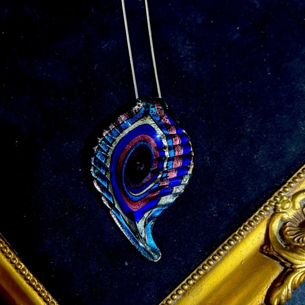 Large Marano Glass Pendant on a Sterling Silver Chain